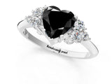 White gold Fancy Black Heart Cut Cut Diamond Cluster Ring with Solitaire Band and Four-Prong Setting_25