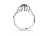 White gold Fancy Black Heart Cut Cut Diamond Cluster Ring with Solitaire Band and Four-Prong Setting_27