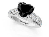 White gold Fancy Black Heart Cut Cut Diamond Engagement Ring with Pavé Band and Four-Prong Setting_1