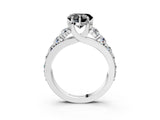 White gold Fancy Black Heart Cut Cut Diamond Engagement Ring with Pavé Band and Four-Prong Setting_3