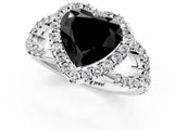 White gold Fancy Black Heart Cut Cut Diamond Halo Engagement Ring with Open Split Pavé Band_1