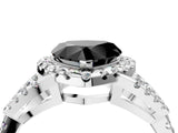 White gold Fancy Black Heart Cut Cut Diamond Halo Engagement Ring with Open Split Pavé Band_4