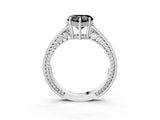 White gold Fancy Black Heart Cut Cut Diamond Milgrain Pave Band Four-Prong Setting Ring_6