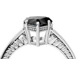 White gold Fancy Black Heart Cut Cut Diamond Milgrain Pave Band Four-Prong Setting Ring_7