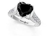 White gold Fancy Black Heart Cut Cut Diamond Pavé Band Solitaire with Four-Prong Setting_1