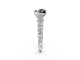 White gold Fancy Black Heart Cut Cut Diamond Pavé Band Solitaire with Four-Prong Setting_2