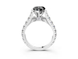 White gold Fancy Black Heart Cut Cut Diamond Pavé Band Solitaire with Four-Prong Setting_3