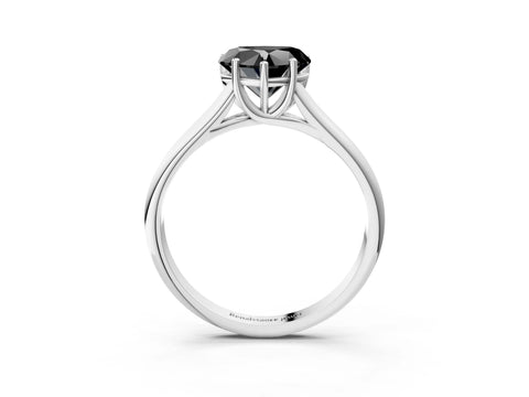 White gold Fancy Black Heart Cut Cut Diamond Solitaire Engagement Ring with Tapered Plain Band and Four-Prong Setting_15