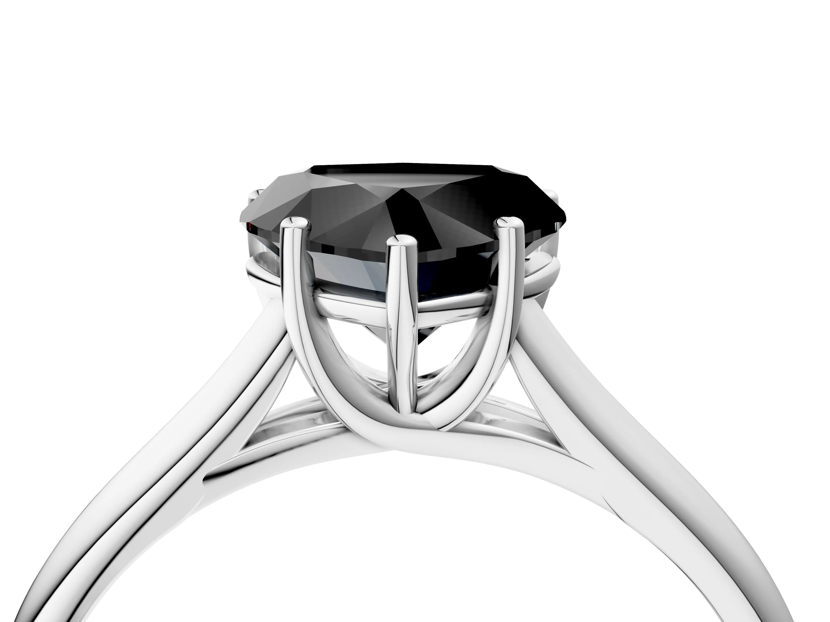 White gold Fancy Black Heart Cut Cut Diamond Solitaire Engagement Ring with Tapered Plain Band and Four-Prong Setting_16