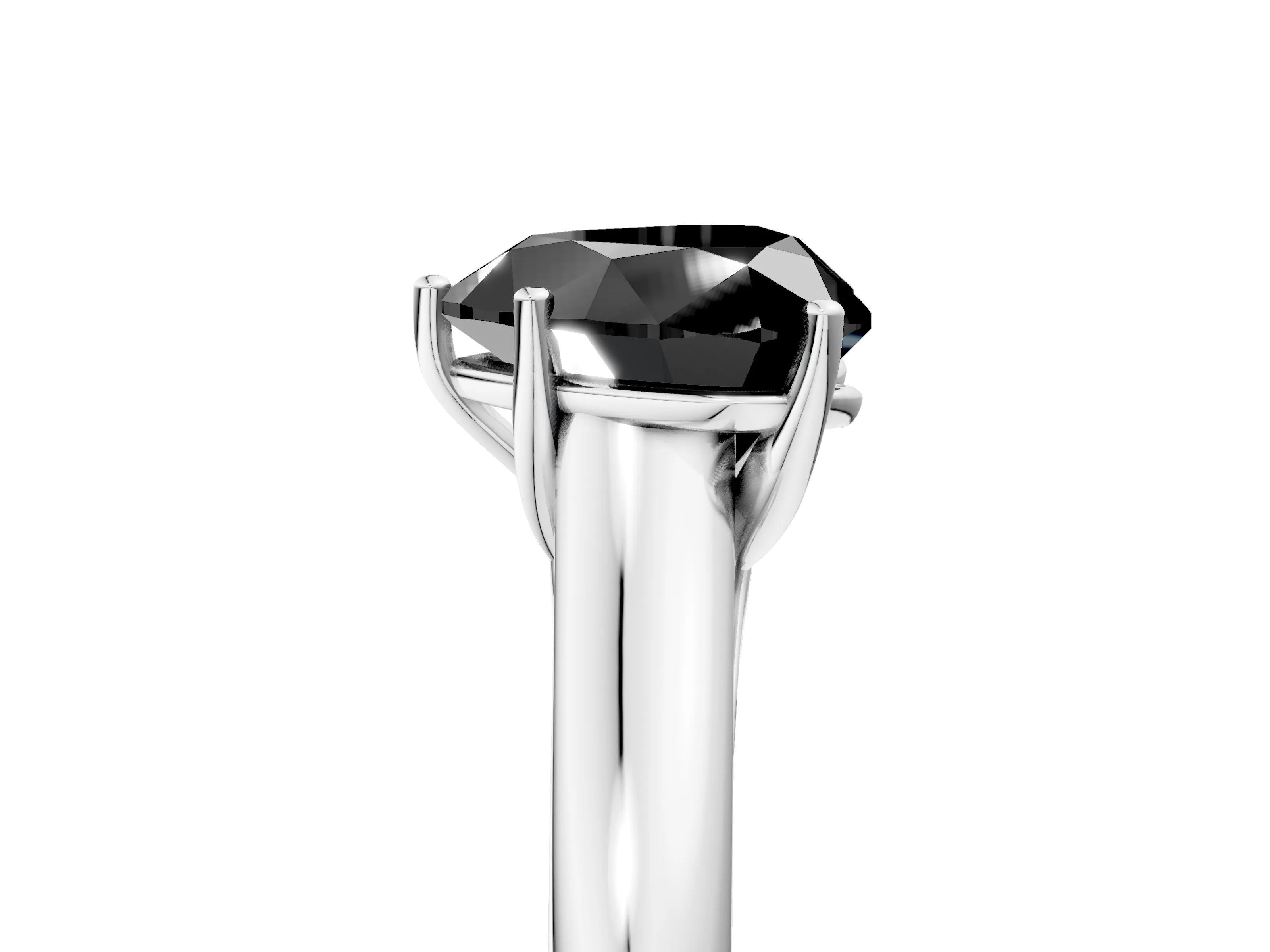 White gold Fancy Black Heart Cut Cut Diamond Solitaire Engagement Ring with Tapered Plain Band and Four-Prong Setting_17