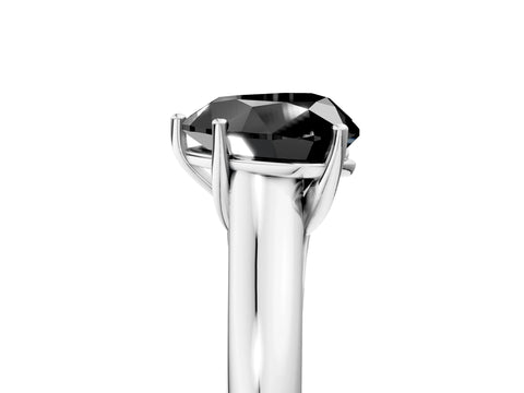 White gold Fancy Black Heart Cut Cut Diamond Solitaire Engagement Ring with Tapered Plain Band and Four-Prong Setting_17