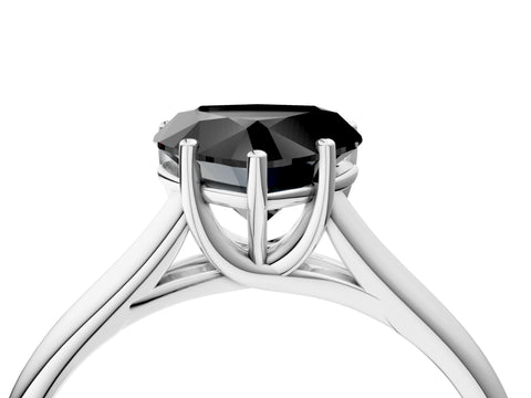White gold Fancy Black Heart Cut Cut Diamond Solitaire Engagement Ring with Tapered Plain Band and Four-Prong Setting_4