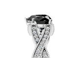 White gold Fancy Black Heart Cut Cut Diamond Twisted Band with Milgrain Pave Setting and Four-Prong Setting_11