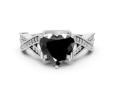 White gold Fancy Black Heart Cut Cut Diamond Twisted Band with Milgrain Pave Setting and Four-Prong Setting_12