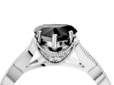 White gold Fancy Black Heart Cut Cut Diamond Twisted Band with Milgrain Pave Setting and Four-Prong Setting_16