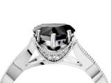 White gold Fancy Black Heart Cut Cut Diamond Twisted Band with Milgrain Pave Setting and Four-Prong Setting_16