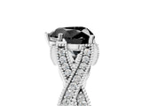 White gold Fancy Black Heart Cut Cut Diamond Twisted Band with Milgrain Pave Setting and Four-Prong Setting_17