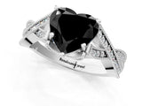 White gold Fancy Black Heart Cut Cut Diamond Twisted Band with Milgrain Pave Setting and Four-Prong Setting_19