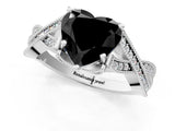White gold Fancy Black Heart Cut Cut Diamond Twisted Band with Milgrain Pave Setting and Four-Prong Setting_1
