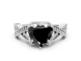 White gold Fancy Black Heart Cut Cut Diamond Twisted Band with Milgrain Pave Setting and Four-Prong Setting_6