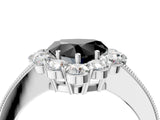 White gold Fancy Black Heart Cut Cut Halo Diamond Pavé Engagement Ring with Milgrain Detailing_16