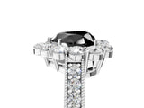White gold Fancy Black Heart Cut Cut Halo Diamond Pavé Engagement Ring with Milgrain Detailing_17