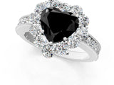 White gold Fancy Black Heart Cut Cut Halo Diamond Pavé Engagement Ring with Milgrain Detailing_25
