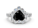White gold Fancy Black Heart Cut Cut Halo Diamond Pavé Engagement Ring with Milgrain Detailing_48