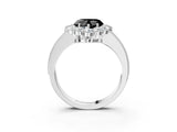 White gold Fancy Black Heart Cut Cut Halo Diamond Pavé Engagement Ring with Milgrain Detailing_51