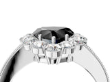 White gold Fancy Black Heart Cut Cut Halo Diamond Pavé Engagement Ring with Milgrain Detailing_52