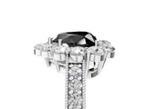 White gold Fancy Black Heart Cut Cut Halo Diamond Pavé Engagement Ring with Milgrain Detailing_53