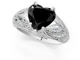 White gold Fancy Black Heart Cut Cut Milgrain Pave Diamond Engagement Ring with Four-Prong Setting_4