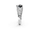 White gold Fancy Black Heart Cut Cut Milgrain Pave Diamond Engagement Ring with Four-Prong Setting_5