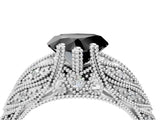 White gold Fancy Black Heart Cut Cut Milgrain Pave Diamond Engagement Ring with Four-Prong Setting_7