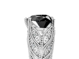 White gold Fancy Black Heart Cut Cut Milgrain Pave Diamond Engagement Ring with Four-Prong Setting_8