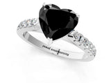 White gold Fancy Black Heart Cut Cut Pavé Band Solitaire Ring with Four-Prong Setting_1
