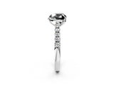 White gold Fancy Black Heart Cut Cut Pavé Band Solitaire Ring with Four-Prong Setting_2
