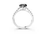 White gold Fancy Black Heart Cut Cut Pavé Band Solitaire Ring with Four-Prong Setting_3