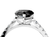 White gold Fancy Black Heart Cut Cut Pavé Band Solitaire Ring with Four-Prong Setting_4
