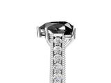 White gold Fancy Black Heart Cut Cut Pave Band Milgrain Solitaire Ring_11