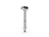 White gold Fancy Black Heart Cut Cut Pave Band Milgrain Solitaire Ring_2