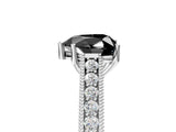 White gold Fancy Black Heart Cut Cut Pave Band Milgrain Solitaire Ring_5