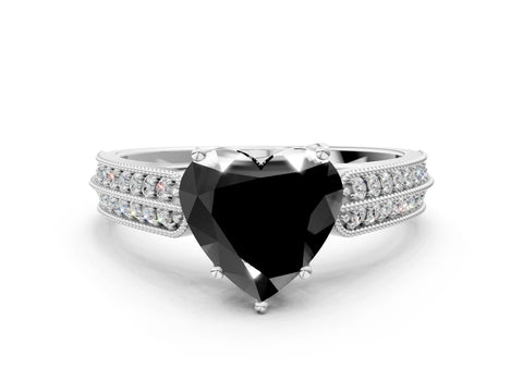 White gold Fancy Black Heart Cut Cut Pave Split Shank Engagement Ring with Four-Prong Setting_12