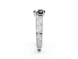 White gold Fancy Black Heart Cut Cut Solitaire Engraved Band with Four-Prong Setting_2