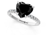 White gold Fancy Black Heart Cut Diamond Brilliant Solitaire Ring with Pavé Band and Four-Prong Setting_13