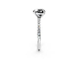 White gold Fancy Black Heart Cut Diamond Brilliant Solitaire Ring with Pavé Band and Four-Prong Setting_14