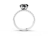White gold Fancy Black Heart Cut Diamond Brilliant Solitaire Ring with Pavé Band and Four-Prong Setting_27