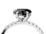 White gold Fancy Black Heart Cut Diamond Brilliant Solitaire Ring with Pavé Band and Four-Prong Setting_4