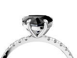 White gold Fancy Black Heart Cut Diamond Brilliant Solitaire Ring with Pavé Band and Four-Prong Setting_8