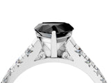 White gold Fancy Black Heart Cut Diamond Cathedral Solitaire Ring with Round  Pavé Band_40